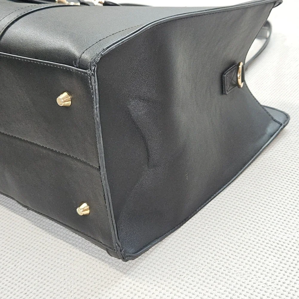 Lancash Black Structured Laptop Tote Bag for Women